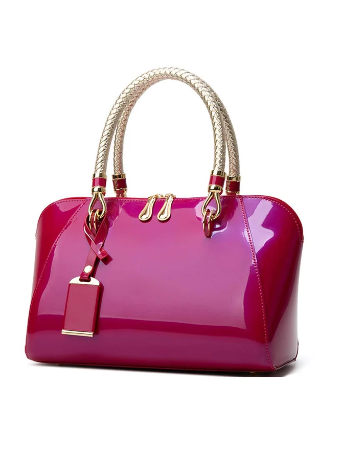 Elegant Artificial Patent Leather Handbag Commuting Crossbody Bag