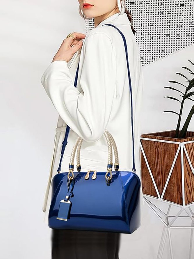 Elegant Artificial Patent Leather Handbag Commuting Crossbody Bag