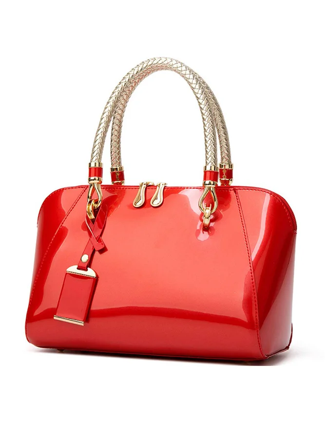 Elegant Artificial Patent Leather Handbag Commuting Crossbody Bag