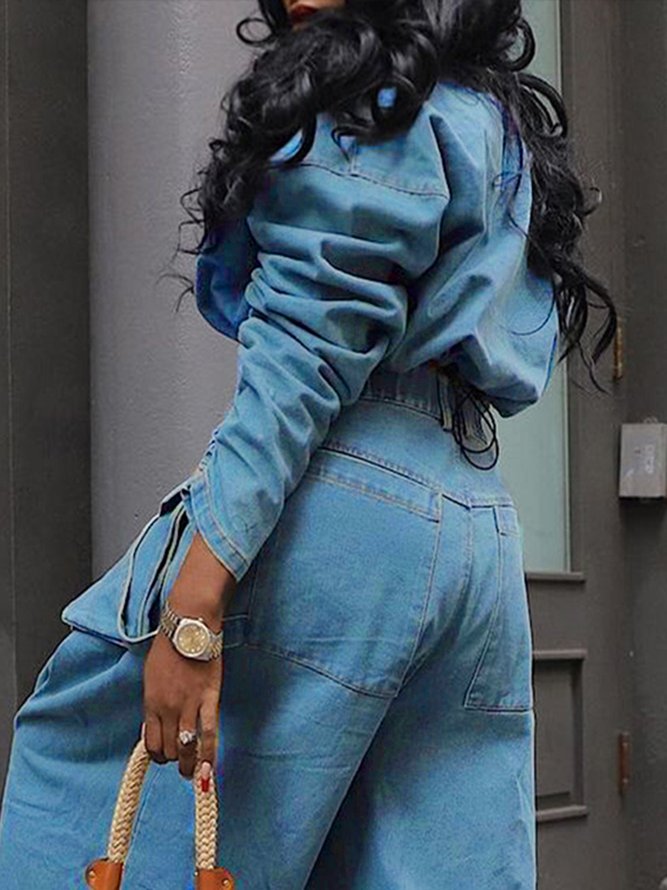 Long Sleeve Regular Fit Casual Denim Denim Jacket
