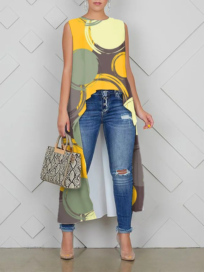 Abstract Polka Dots Printing Loose Casual Shirt