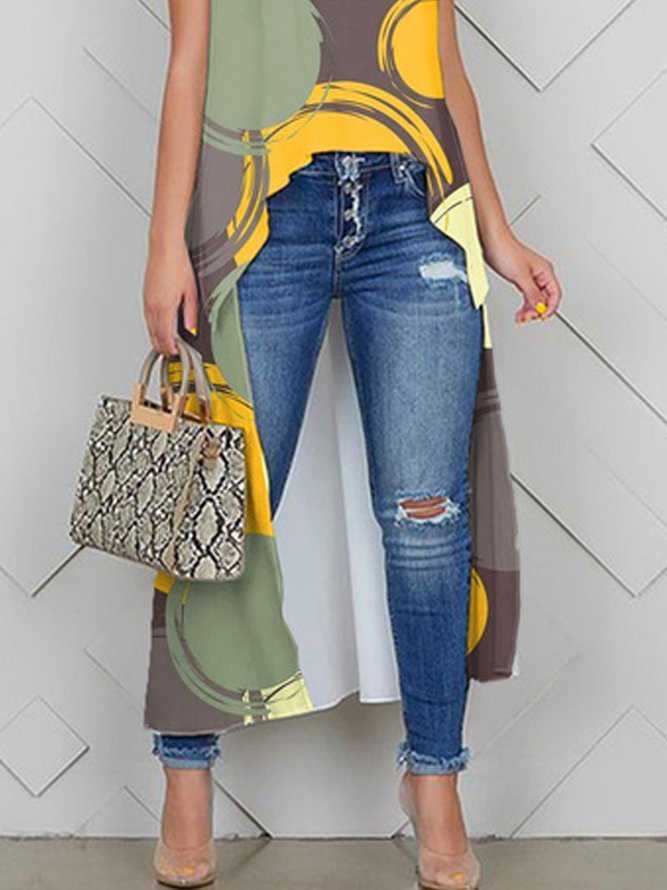 Abstract Polka Dots Printing Loose Casual Shirt