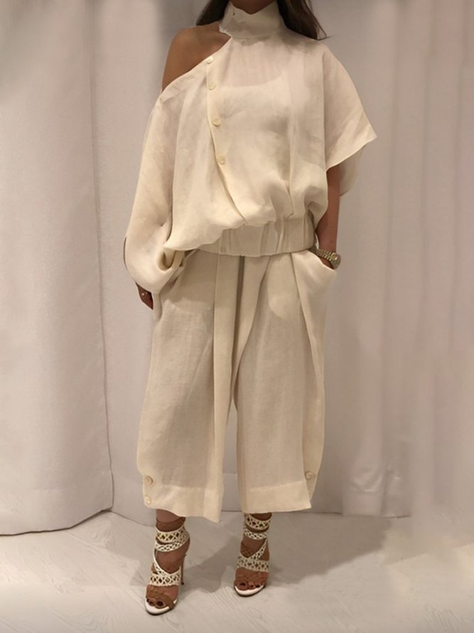 Casual Off Shoulder Halter Loose Linen Blouse