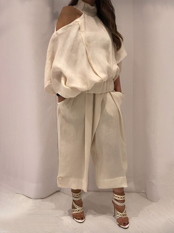 Casual Off Shoulder Halter Loose Linen Blouse