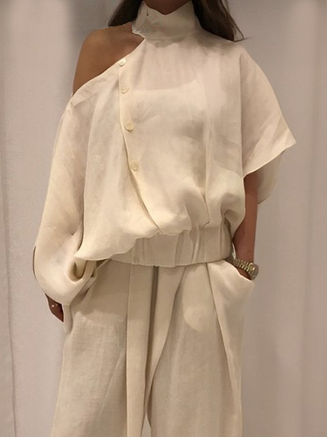 Casual Off Shoulder Halter Loose Linen Blouse