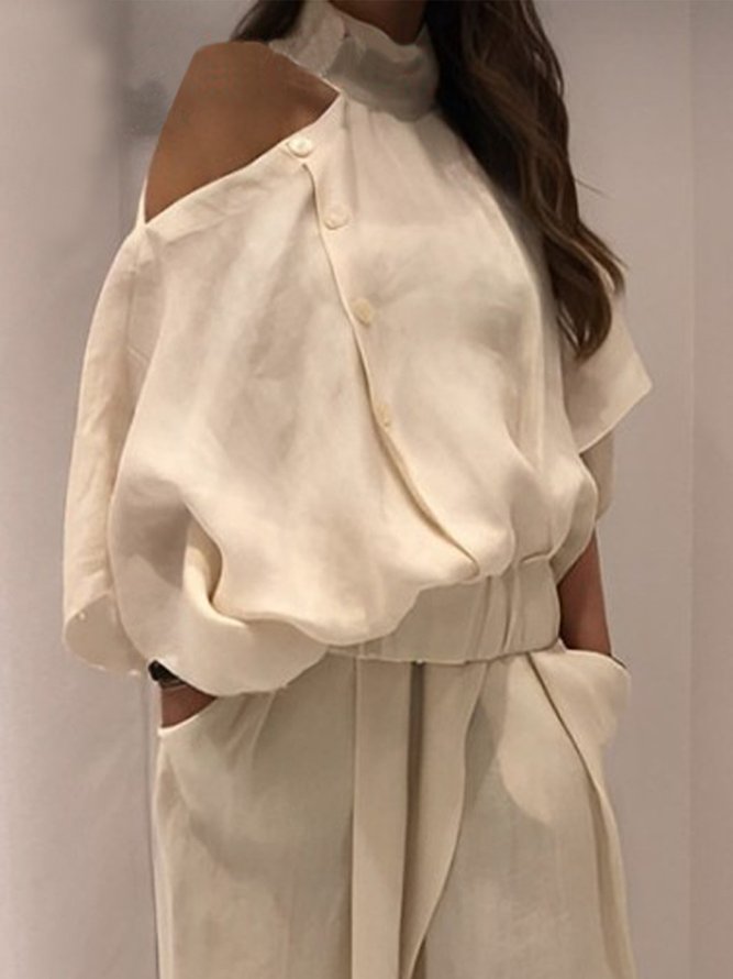 Casual Off Shoulder Halter Loose Linen Blouse