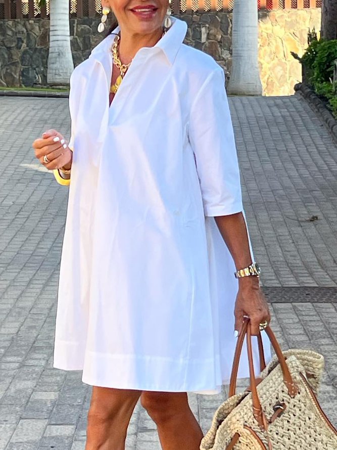 Urban Daily Loose Plain Shirt Dress