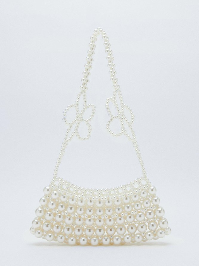Elegant Flower Imitation Pearl Beaded Shoulder Bag