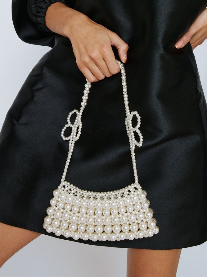 Elegant Flower Imitation Pearl Beaded Shoulder Bag