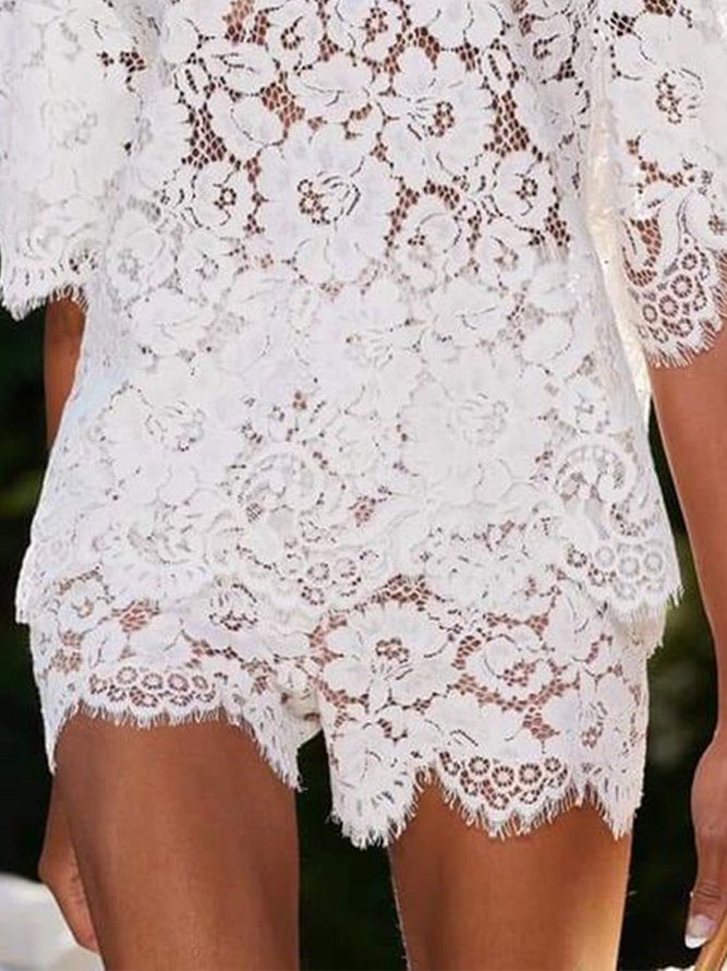 Elegant Sophisticated Lined Lace Shorts