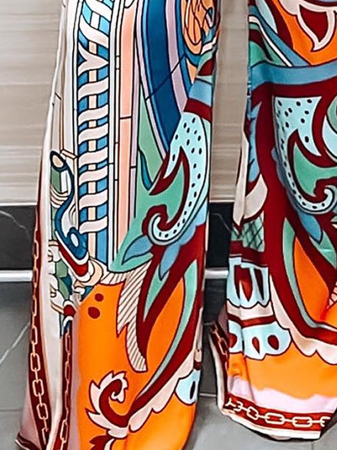 Abstract Print Casual Wide Leg Pants