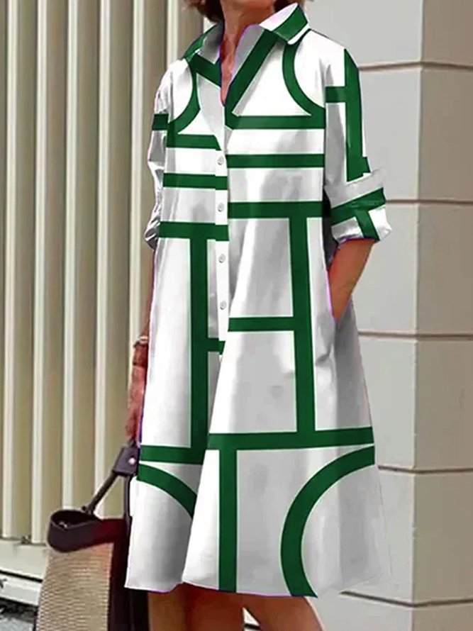 Versatile Classic Button-Front Shirt Dress with Pocket
