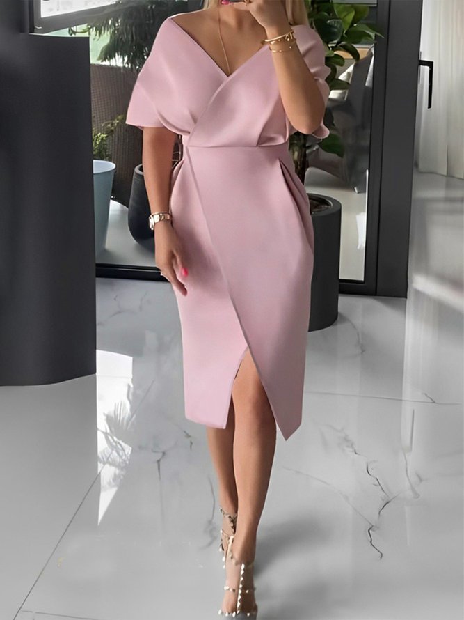 Elegant Cross Neckline Midi Dress