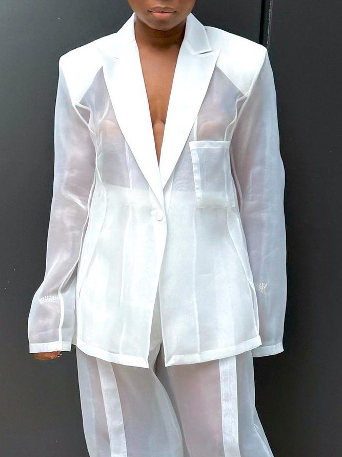 Lapel Collar Urban Loose Plain Blazer