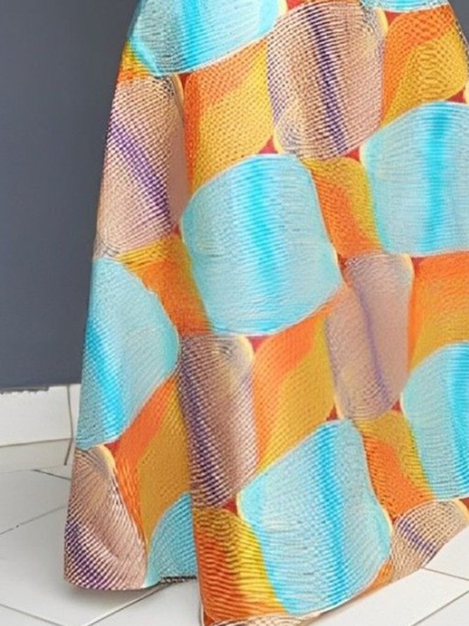 Elegant Abstract Print Sleeveless Maxi Dress