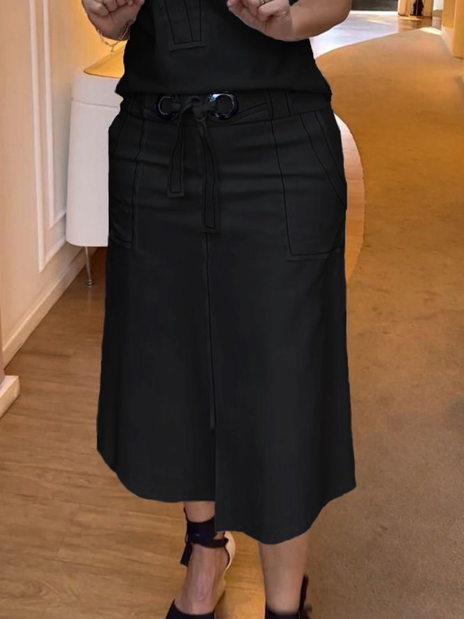 Urban A-line Belted Mid Skirt