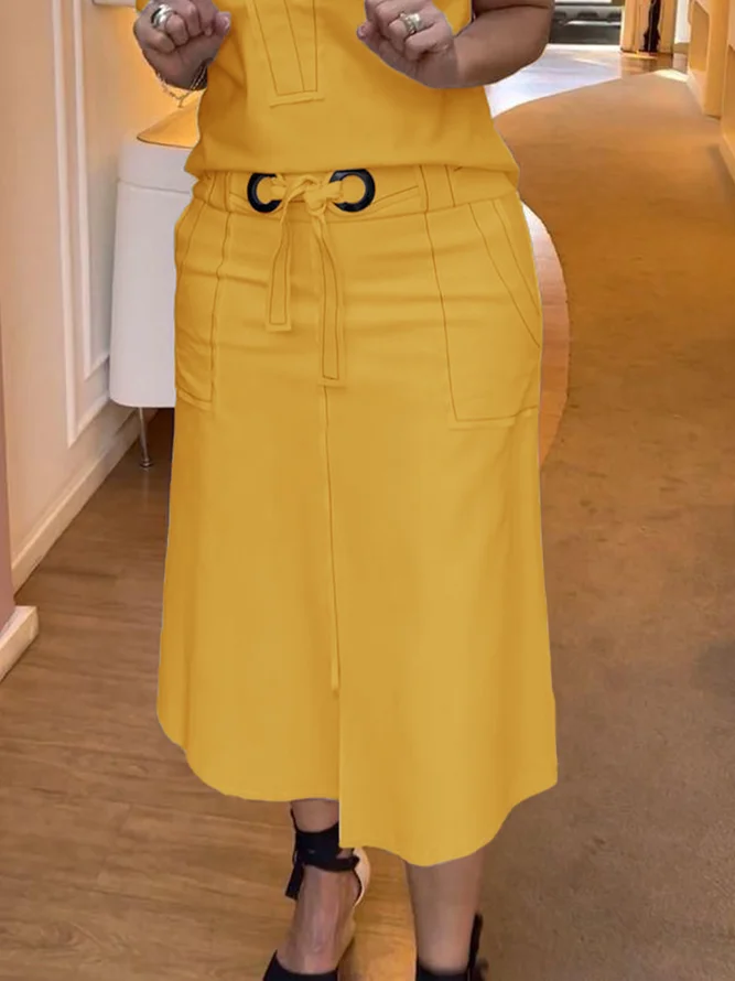 Urban A-line Belted Mid Skirt