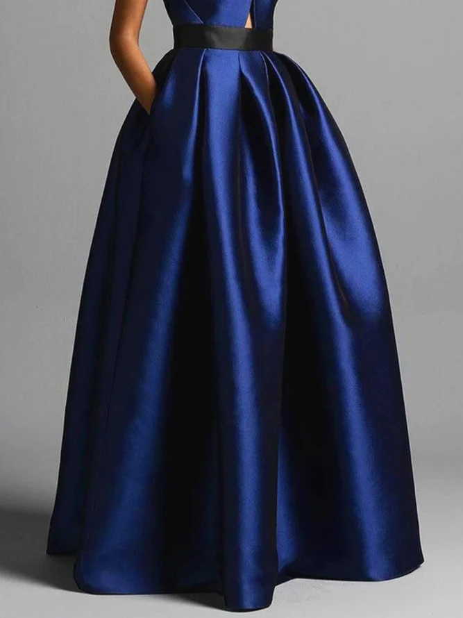 Formal Pockets Halter  Maxi Dress