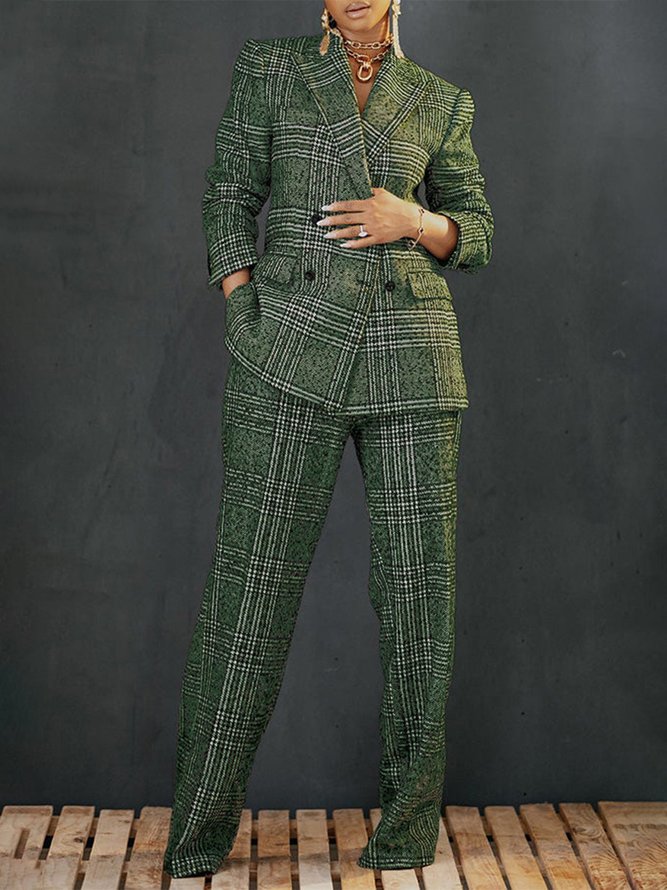 Urban Pocket Plaid Straight Long Pants