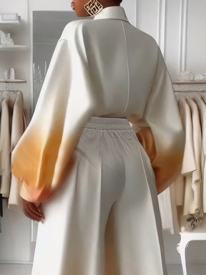 Gradient Elegant Balloon Sleeve Shirt