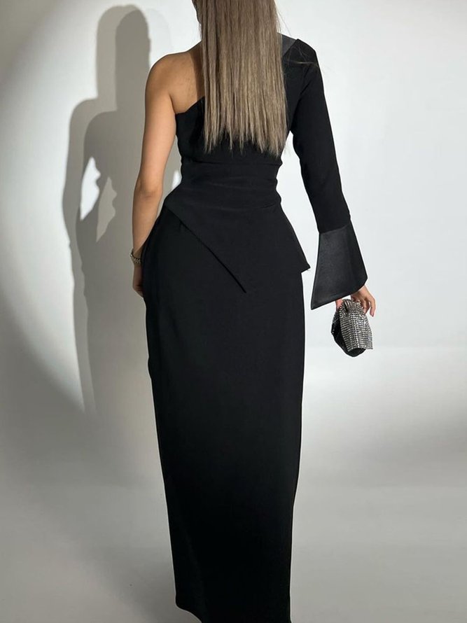 Urban Irregular Craftsmanship Plain Maxi Skirt