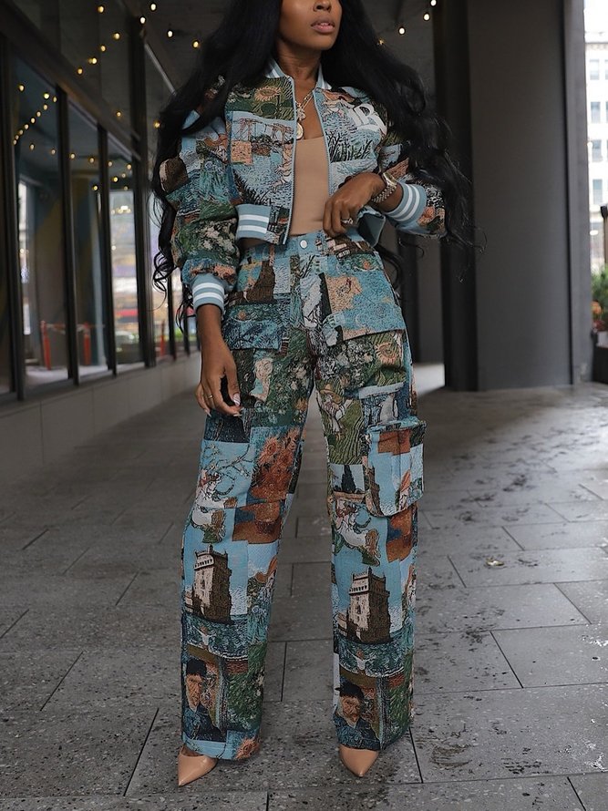 Urban Random Print Printing Fashion Pants