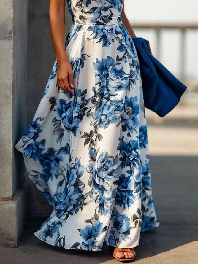 Vacation Floral Halter Maxi Dress