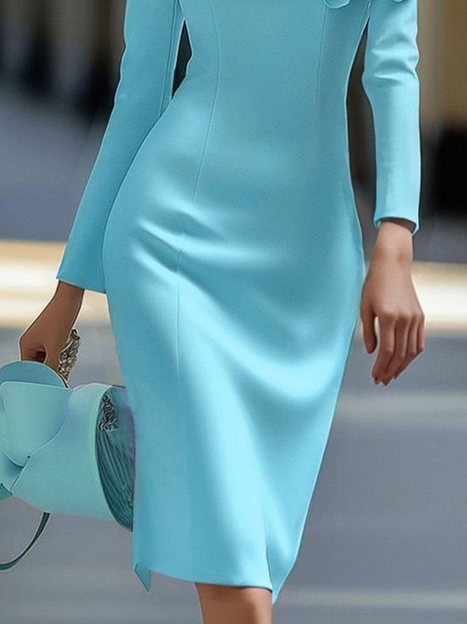 Elegant 3D Floral Crew Neck Formal Dress