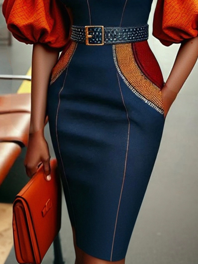 Urban Printing Abstract Geometry Midi Skirt