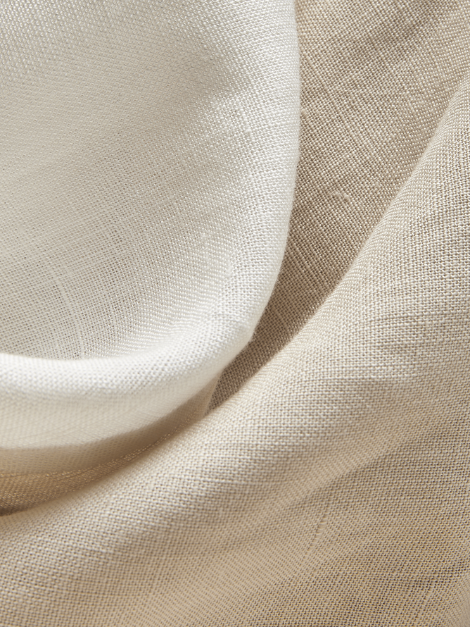STYLE WE x CHILLINEN |Crew Neck Plain Linen Linen Dress With No