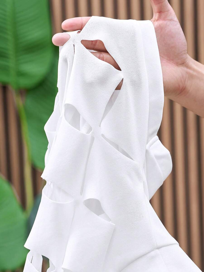 Jersey Casual Geometric Hollow Out T-shirt No Inner Wear