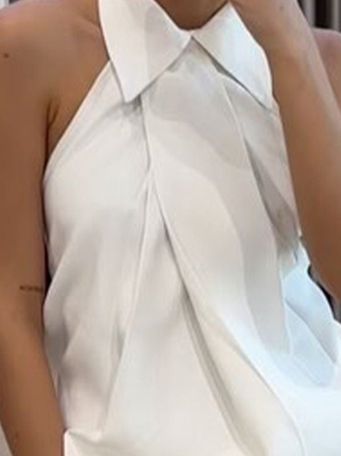 Urban Plain Irregular Craftsmanship Halter Tank Top