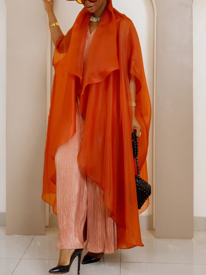 Urban Raglan Sleeve Plain Shawl Collar Kimono