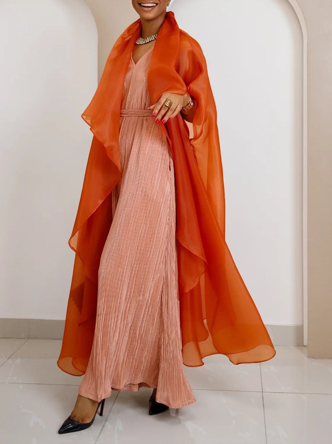 Urban Raglan Sleeve Plain Shawl Collar Kimono