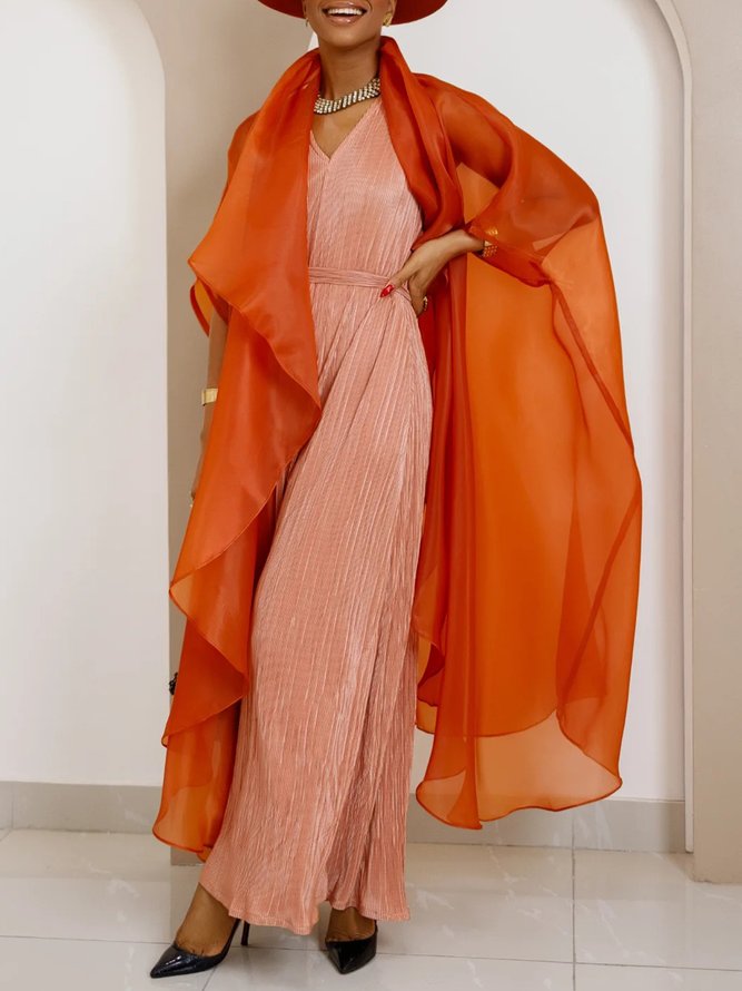 Urban Raglan Sleeve Plain Shawl Collar Kimono