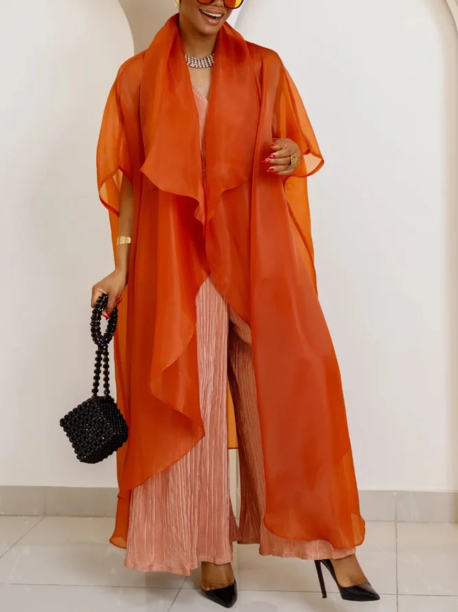 Urban Raglan Sleeve Plain Shawl Collar Kimono