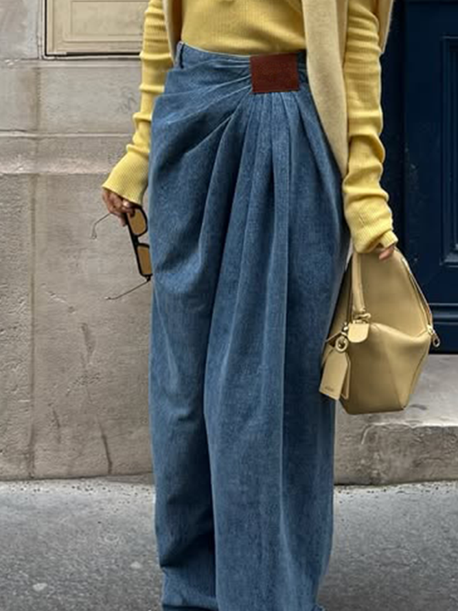 Plain Denim Casual Loose Jeans