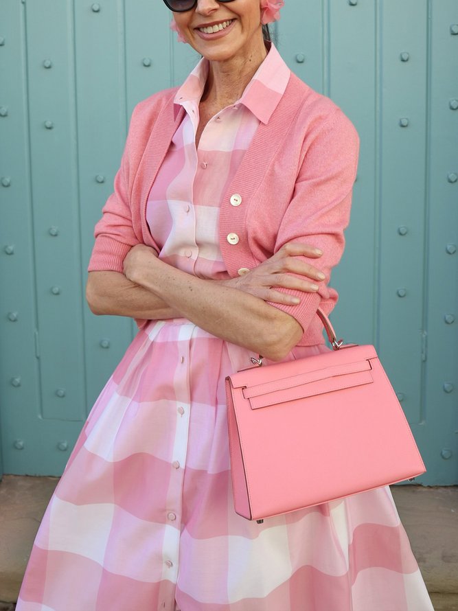 Casual Plaid Printing Raglan Sleeve Shirt Collar Midi Dress With Belt
