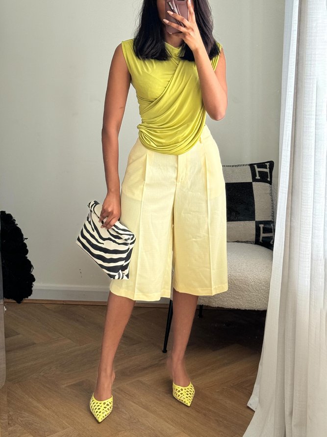 Casual Plain Straight Short Pants