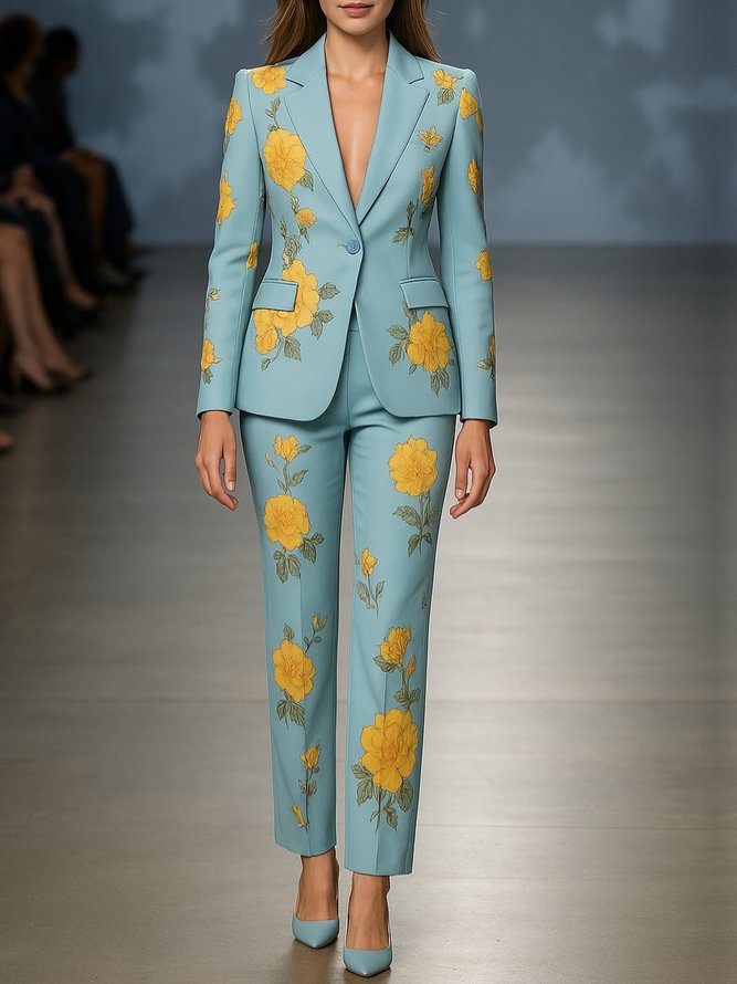 Urban Floral Printing Straight Fashion Pants