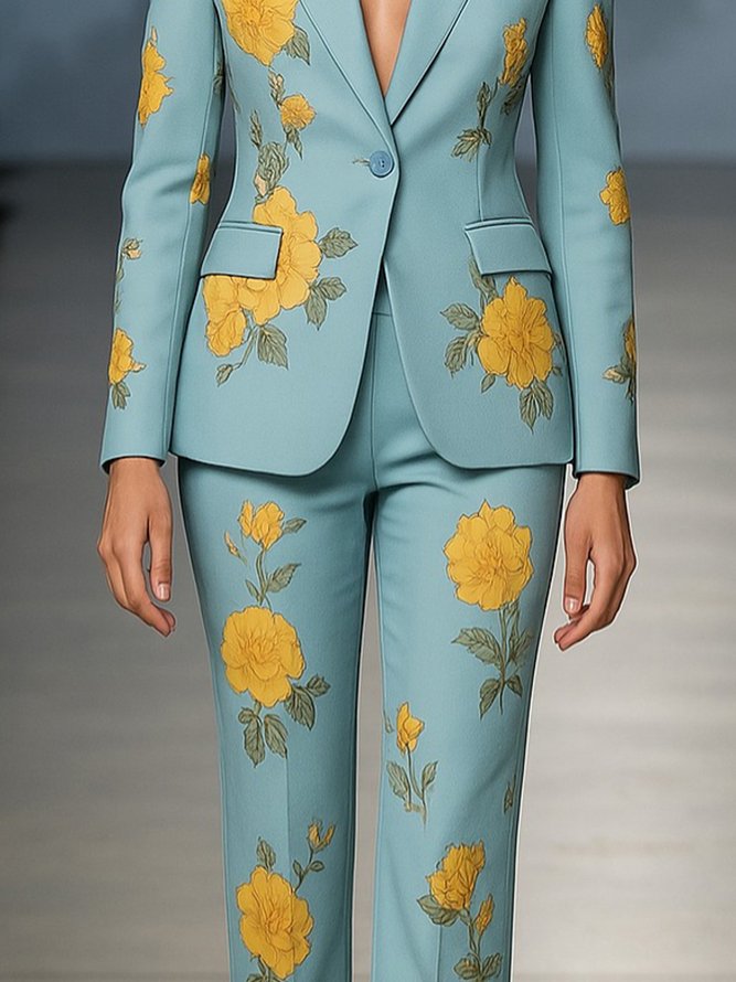 Urban Floral Printing Straight Fashion Pants