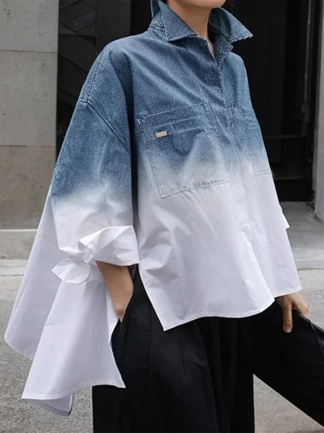 Casual Ombre Printing Shirt Collar  Shirt