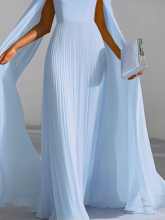 Elegant Plain Ruched Off The Shoulder Maxi Dress
