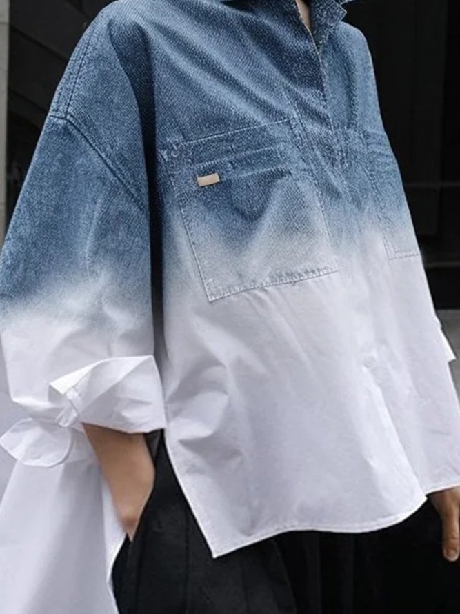 Casual Ombre Printing Shirt Collar  Shirt