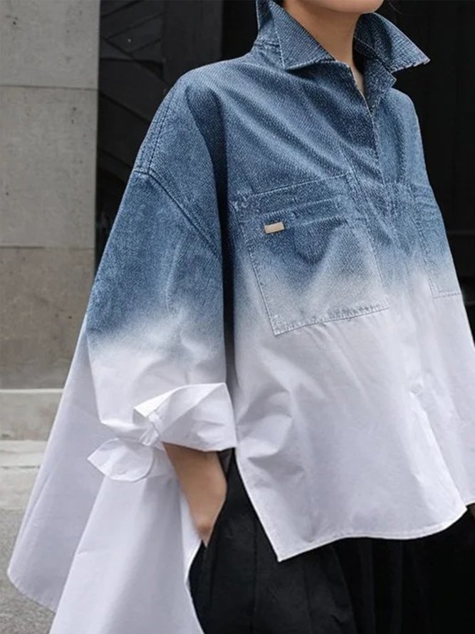 Casual Ombre Printing Shirt Collar  Shirt