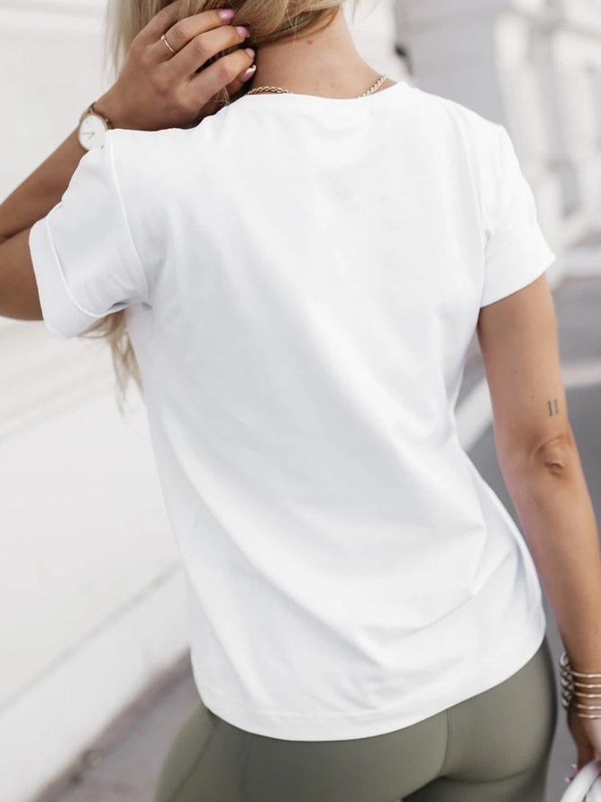 Casual Abstract Printing Crew Neck  T-shirt