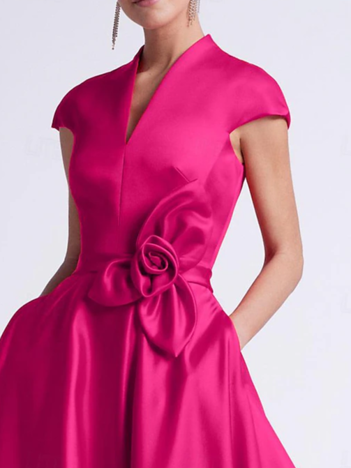 Elegant Plain V Neck Maxi Dress