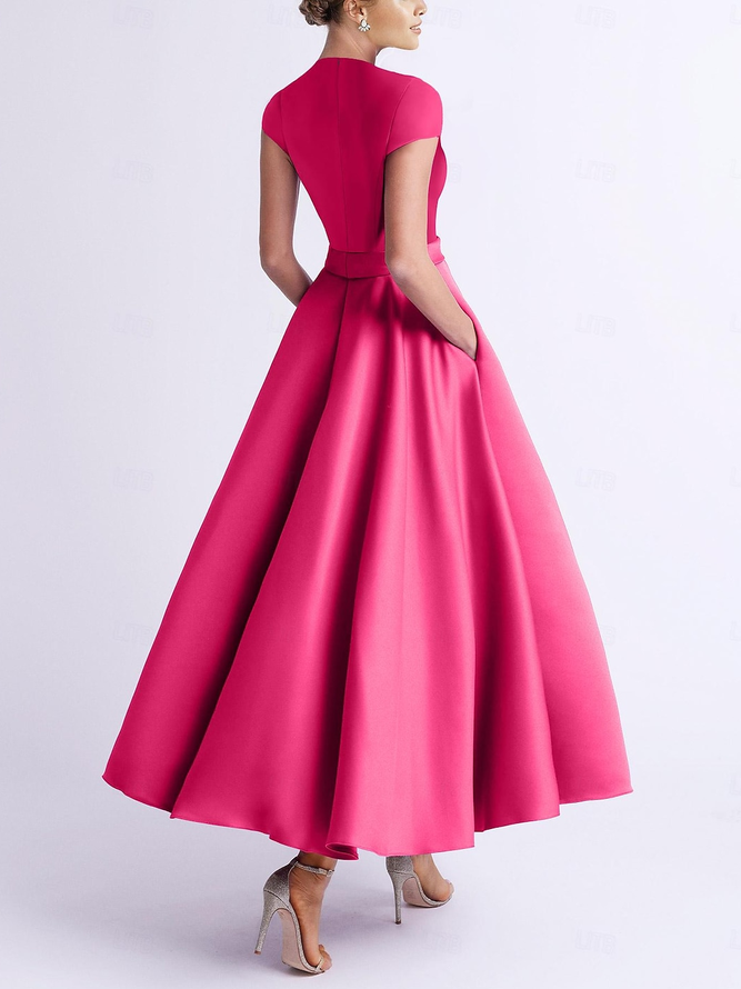 Elegant Plain V Neck Maxi Dress