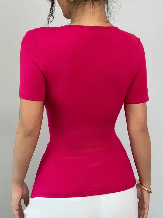 Urban Slim Fit 3D Floral V Neck T-shirt