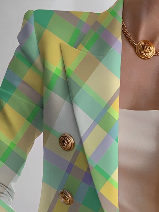Urban Printing Plaid Lapel Collar Blazer